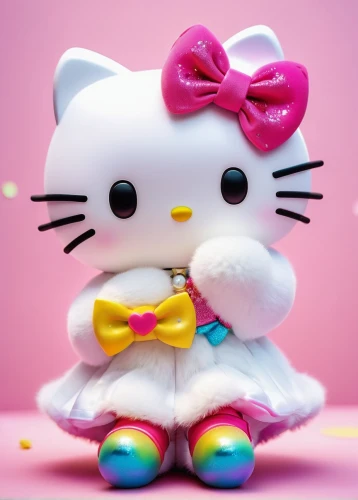 hello kitty,doll cat,cute cartoon character,3d teddy,cute cartoon image,sanrio,soft toys,kidrobot,cute cat,easter background,cute pretty,marshmallow,mignonne,stuff toy,minimo,kittu,baby toy,sweety,rainbow background,cony,Illustration,Japanese style,Japanese Style 16