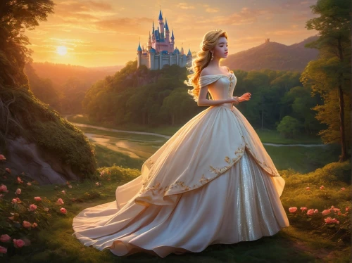 fantasy picture,rapunzel,cinderella,galadriel,fairy tale castle,fairy tale,a fairy tale,fairytale,fairy tale character,belle,tiana,fairytale castle,fantasy portrait,fantasy art,cinderella's castle,ballgown,ball gown,principessa,world digital painting,disneyfied,Illustration,Abstract Fantasy,Abstract Fantasy 17