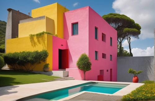 cubic house,cube house,pink squares,dreamhouse,mahdavi,sottsass,corbu,cube stilt houses,casita,modern architecture,modern house,colori,lazytown,geometric style,vivienda,colorful facade,arquitectonica,pop art colors,colorama,dunes house,Photography,General,Realistic