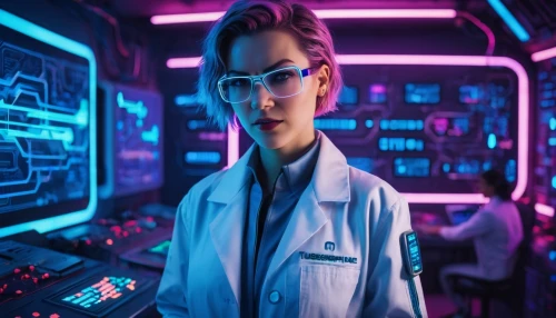 female doctor,ship doctor,cosima,holtzmann,neon human resources,cryobank,cyber glasses,technologist,microsurgeon,theoretician physician,neurologist,cybersmith,neurobiologist,consultant,cyberia,cyberpunk,scientist,arktika,doctorandus,bioengineer,Conceptual Art,Sci-Fi,Sci-Fi 27