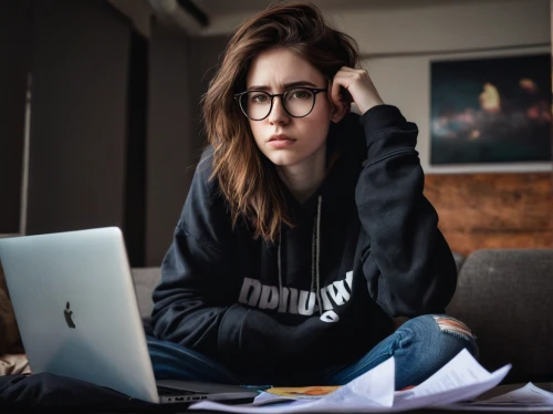 girl studying,girl at the computer,stressed woman,with glasses,alycia,studious,to study,college student,writing about,nerdy,diligent,study,laptop,intelectual,estudiante,computer addiction,work from home,procrastinator,studying,macbook,Conceptual Art,Oil color,Oil Color 19