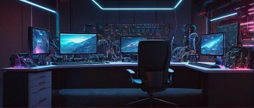 computer room,desk,game room,creative office,computer workstation,study room,monitor wall,aqua studio,workspace,batcave,working space,work space,workstations,blue room,playing room,spaceship interior,workstation,playroom,modern room,great room,Art,Classical Oil Painting,Classical Oil Painting 32