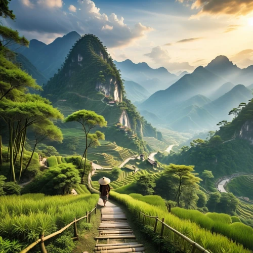 tailandia,ha giang,mountainous landscape,guilin,yangshao,mountain landscape,rice terrace,yangshuo,vietnam,rice fields,beautiful landscape,hiking path,huangshan mountains,landscape background,huangshan,yunnan,the mystical path,nature wallpaper,rice terraces,shaoming