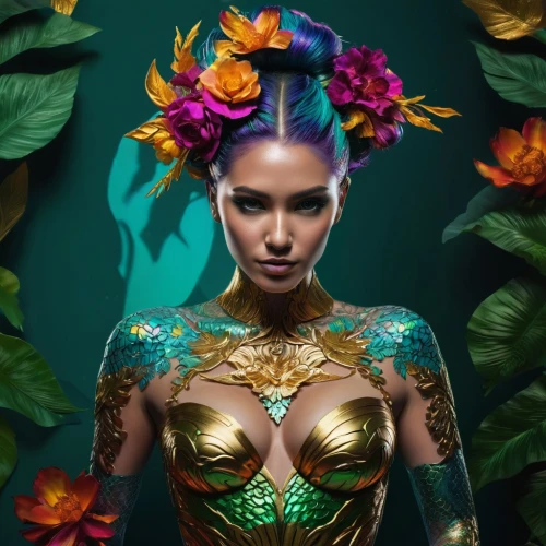 diwata,exotica,polynesian girl,hula,polynesian,tahitian,enchantress,exoticism,filipino,bodypaint,body painting,exotic flower,wahine,bodypainting,baoshun,birds of paradise,pilipina,guamanian,adorned,apsara,Photography,Artistic Photography,Artistic Photography 08