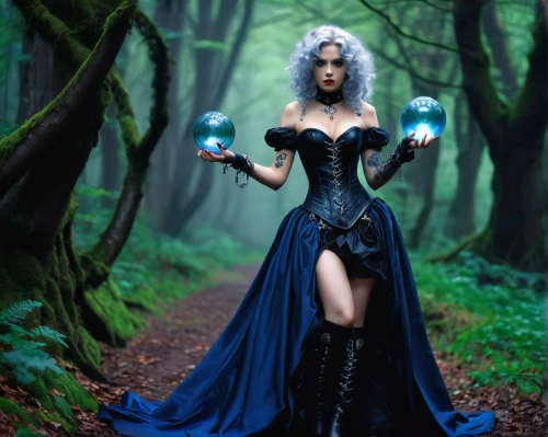 blue enchantress,sorceress,sorceresses,magick,bewitching,hecate,the enchantress,fantasy woman,spellcasting,faerie,gothic woman,conjurer,witching,wiccan,fantasy picture,spellcaster,blue spheres,sorcerers,druidic,hekate,Illustration,Realistic Fantasy,Realistic Fantasy 19