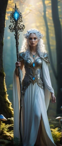 jaina,sorceror,elona,blue enchantress,white rose snow queen,galadriel,fantasy picture,arianrhod,thingol,sorceress,elenore,shadrake,sigyn,finrod,velika,the snow queen,heroic fantasy,noldor,archmage,fantasy art,Illustration,Realistic Fantasy,Realistic Fantasy 36