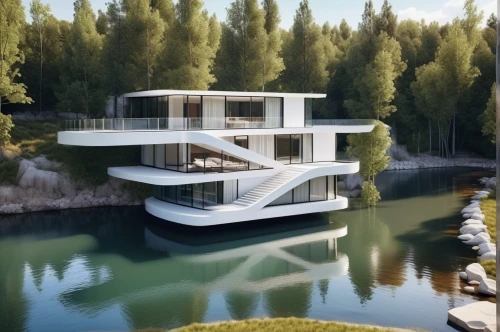 houseboat,house by the water,house with lake,dunes house,3d rendering,floating island,modern house,luxury property,houseboats,cubic house,cube stilt houses,dreamhouse,boat house,floating islands,cube house,forest house,modern architecture,luxury home,beautiful home,floating huts,Photography,General,Realistic