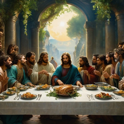 holy supper,christ feast,last supper,judas,jesusa,jeshua,christmas dinner,sechrist,the occasion of christmas,iesus,pasqua,fellowship,easter brunch,feast,nativity of jesus,easter celebration,passover,eucharist,jesus christ and the cross,evangelista,Conceptual Art,Fantasy,Fantasy 05