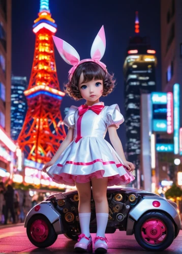 japanese doll,the japanese doll,tatari,rollergirl,brum,pamyu,japanese kawaii,harajuku,tricycles,anime 3d,scooter riding,japanese sakura background,rollerskate,electric scooter,nanako,doll dress,jiarui,dva,tokyo ¡¡,imaginasian,Illustration,Retro,Retro 26