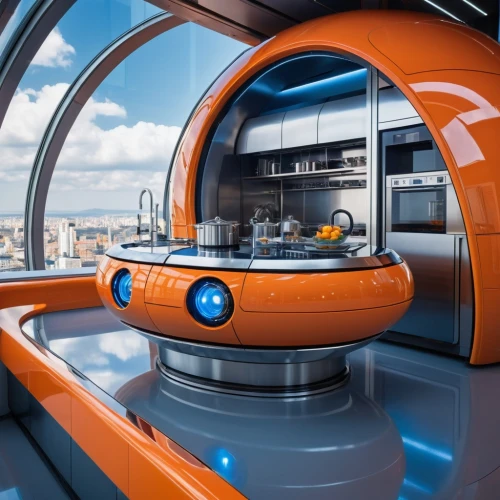 spaceship interior,ufo interior,wheatley,futuristic architecture,futuristic landscape,retro diner,futuristic art museum,sky space concept,technosphere,spaceship space,jetsons,arcology,cyberview,skycycle,breakfast on board of the iron,skybridge,modern kitchen,peoplemover,sky apartment,helicarrier,Photography,General,Realistic