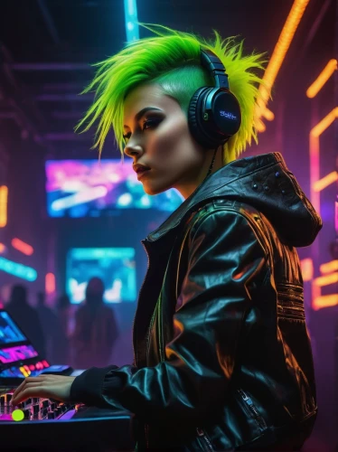 cyberpunk,cyberpunks,atrak,neon,dj,skrillex,neon colors,neon light,zhu,neon lights,sonika,digitalism,synth,neon arrows,edm,djn,ravetch,electronic music,neon makeup,lumo,Illustration,Retro,Retro 11