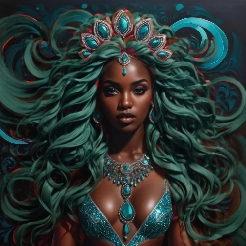 oshun,medusa,fantasy art,fantasy portrait,baoshun,afrofuturism,niobe,sirena,mera,atlantean,vodun,merfolk,mermaid vectors,binti,fantasy woman,medusa gorgon,the enchantress,nubia,bodypaint,enchantress