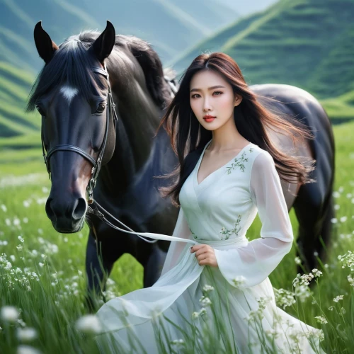 horsewoman,fantasy picture,horse herder,inner mongolian beauty,mongolian girl,white horse,arabian horse,horseback,beautiful horses,equestrian,horseriding,belldandy,horse riding,a white horse,black horse,celtic woman,horseback riding,shepherdess,horse riders,arabians,Conceptual Art,Fantasy,Fantasy 03