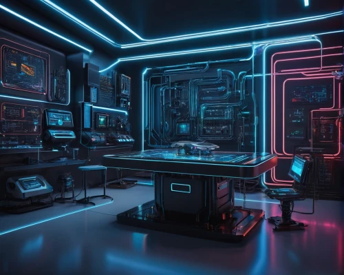 computer room,spaceship interior,ufo interior,cyberscene,cyberpunk,the server room,computer workstation,computerized,synth,computerworld,cyberia,cybersmith,cybertown,game room,80's design,computec,research station,neon coffee,modern office,working space,Art,Classical Oil Painting,Classical Oil Painting 30