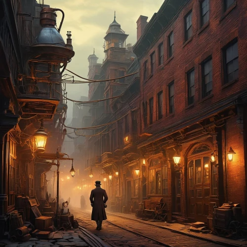 dishonored,dickensian,syberia,darktown,old linden alley,gaslight,bioshock,blacksad,innsmouth,theed,alleyway,waterdeep,varsavsky,schuitema,schuiten,alleyways,steamboy,alley,townscapes,layton,Illustration,Realistic Fantasy,Realistic Fantasy 28