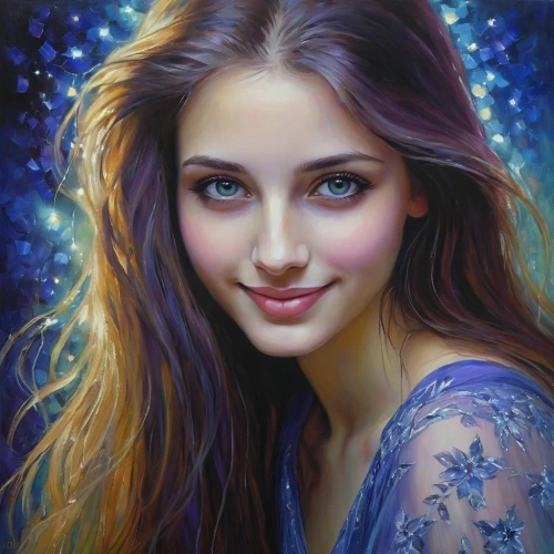 romantic portrait,mystical portrait of a girl,girl portrait,fantasy portrait,young woman,oil painting on canvas,behenna,oil painting,young girl,radha,portrait of a girl,pushkina,fantasy art,seni,art painting,fairie,evgenia,romantic look,bohemian art,beautiful young woman,Illustration,Realistic Fantasy,Realistic Fantasy 30