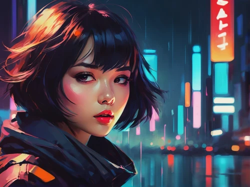 utada,motoko,makoto,akira,takemi,replicant,digital painting,bladerunner,peni,jiarui,world digital painting,cyberpunk,haru,neon light,shimei,vector girl,kirca,emiko,azumi,neon lights,Conceptual Art,Fantasy,Fantasy 19