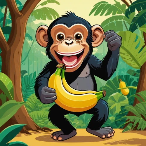 monkey banana,monke,macaco,monkeying,monkeys band,mally,monkey,shabani,chimpanzee,primatology,simian,singe,primatologist,the monkey,chimpansee,banane,primate,ape,singes,prosimian,Illustration,Vector,Vector 03