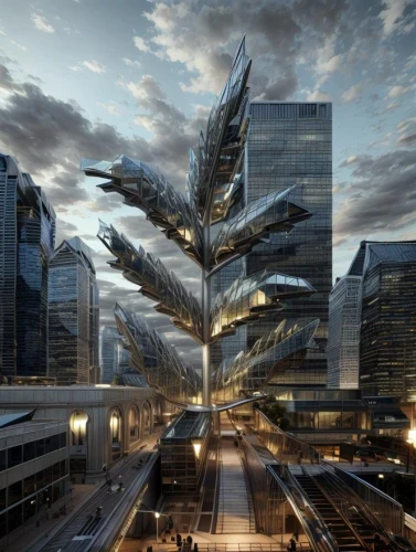 futuristic architecture,heatherwick,dragon tree,morphosis,arcology,azrieli,canarian dragon tree,trumpet tree,steel sculpture,sky space concept,largest hotel in dubai,tallest hotel dubai,dubay,urban design,yekaterinburg,moscow city,glass building,snake tree,sky tree,skylstad