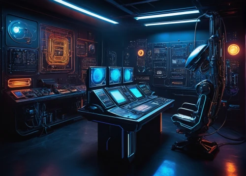 computer room,synth,spaceship interior,mainframes,scifi,ufo interior,computer workstation,cyberscene,nostromo,jukebox,tron,sulaco,computerized,cyberpunk,cyberspace,cyber,synths,jukeboxes,sci - fi,computer,Illustration,Retro,Retro 05