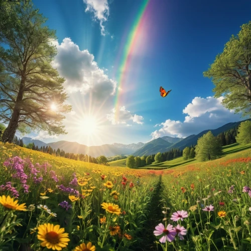 rainbow background,rainbow butterflies,nature background,colorful background,nature wallpaper,background colorful,rainbow pencil background,meadow landscape,windows wallpaper,rainbow colors,background view nature,butterfly background,rainbow,arcobaleno,sunburst background,flower background,colourfully,beautiful nature,landscape background,splendid colors,Photography,General,Realistic