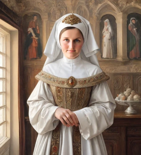 maidservant,sspx,chambermaid,timoshenko,clergywoman,postulant,foundress,portrait of christi,bouguereau,girl with bread-and-butter,saint therese of lisieux,sendler,nunsense,the prophet mary,carmelite order,portrait of a girl,miniaturist,girl with cloth,housemother,girl in a historic way,Digital Art,Classicism
