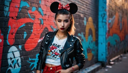 minnie mouse,rockabilly style,totah,mouseketeer,rockabilly,kreayshawn,minnie,rockabella,mickey,alley cat,bad girl,punk,mickey mause,harley quinn,subcultures,rock chick,micky mouse,pin up girl,chola,jubilee,Art,Classical Oil Painting,Classical Oil Painting 13