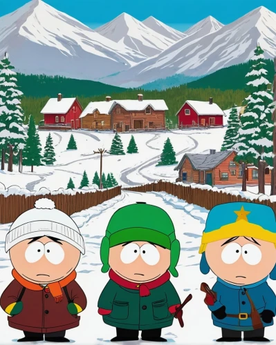 southpark,broflovski,cartman,alpine hats,eskimos,snowboarders,snowville,winter background,winterkorn,snocountry,christmas wallpaper,snowsuits,snowshoers,christmas snowy background,scribblenauts,poptropica,north pole,christmas background,huckleberries,kurgans,Illustration,Japanese style,Japanese Style 13