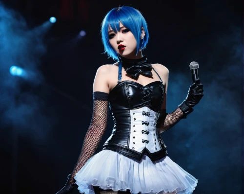 marionette,cantarella,theorin,gothic dress,cabaret,gothic style,karou,pierrot,corsetry,rubber doll,frontwoman,cosplay image,blue enchantress,alodia,masato,vaudevillian,rasputina,tumbling doll,ciel,bergdoll,Conceptual Art,Fantasy,Fantasy 14