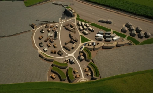 farmlands,highway roundabout,farms,roundabout,spaceports,farm yard,silos,construction area,ecovillages,roundabouts,ecoterra,airfields,parking lot under construction,farm,farmland,nativity village,escher village,mud village,industrial area,interchange,Photography,General,Realistic