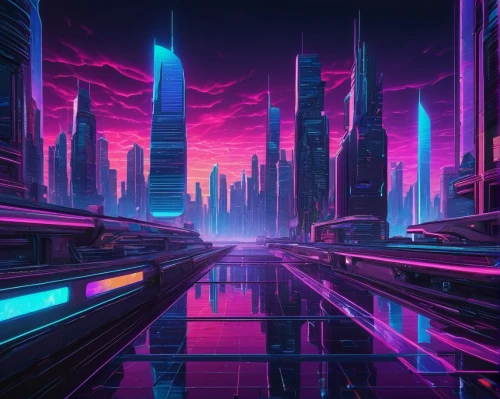 futuristic landscape,cybercity,cyberpunk,cityscape,synth,futuristic,cyberscene,polara,metropolis,cyberia,colorful city,cybertown,cyberworld,80's design,fantasy city,cyberport,futurist,neon arrows,vapor,hypermodern,Conceptual Art,Sci-Fi,Sci-Fi 14