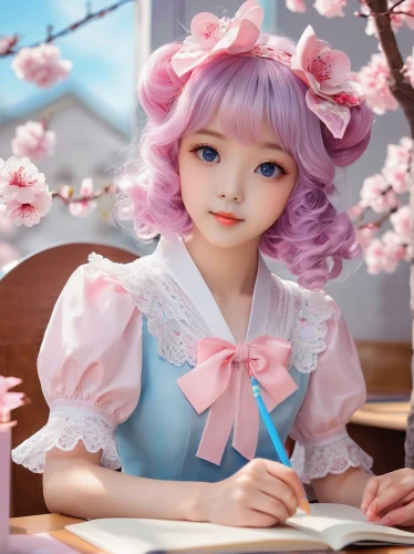 japanese sakura background,japanese kawaii,kpp,painter doll,japanese doll,kofuku,hanami,sakura blossom,natsuki,artist doll,sakura flower,nanami,anime japanese clothing,girl studying,sakura background,pink cherry blossom,anime girl,pamyu,anime 3d,sakura,Illustration,Retro,Retro 01