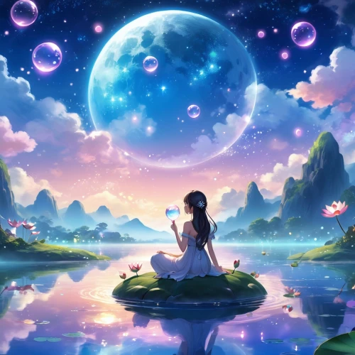 moon and star background,fairy world,dream world,fantasy picture,landscape background,mermaid background,dreamscape,beautiful wallpaper,fantasy landscape,planetaria,little world,fairy galaxy,children's background,fairyland,fantasy world,cielo,moonlight,moon and star,starry sky,moonlit night,Illustration,Realistic Fantasy,Realistic Fantasy 01