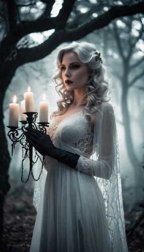 dead bride,havisham,white rose snow queen,peignoir,bewitching,candelight,jessamine,invoking,gothic woman,ghostley,isoline,hecate,delain,behenna,gaslight,magick,fantasy picture,persephone,witching,unseelie,Photography,Black and white photography,Black and White Photography 08