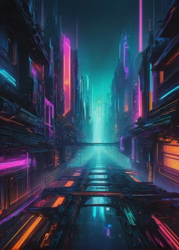 cyberpunk,cybercity,cyberscene,cyberia,cybertown,synth,colorful city,futuristic landscape,metropolis,tron,bladerunner,neon arrows,vapor,digitalism,cityscape,polara,wavevector,cyberworld,futuristic,fantasy city,Illustration,Realistic Fantasy,Realistic Fantasy 36