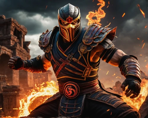 deathstroke,nosgoth,mkx,eradicator,kombat,taskmaster,deathstrike,darkseid,shinnok,iron mask hero,yoshimitsu,kuei,rendel,toshimitsu,hellstrom,kotal,surtur,dormammu,fire background,azrael,Illustration,Black and White,Black and White 06