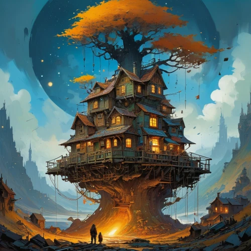 treehouse,tree house,witch's house,tree house hotel,treehouses,ancient house,crooked house,fantasy picture,floating island,mushroom island,dreamhouse,fantasy landscape,witch house,fantasy art,lonely house,the haunted house,house silhouette,hanging houses,wooden house,stilt house,Unique,Paper Cuts,Paper Cuts 01