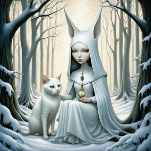 white fox,snowbell,white cat,the snow queen,white rabbit,snow white,white rose snow queen,white wolves,norns,fantasy picture,priestess,shepherdesses,white lady,eternal snow,white bunny,samoyedic,kitsune,suit of the snow maiden,fairy tale character,blanca