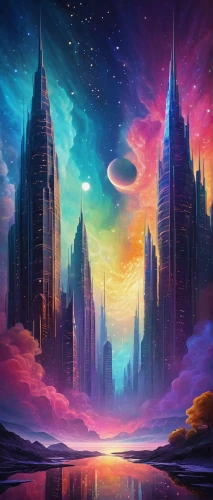 futuristic landscape,fantasy city,fantasy landscape,beautiful wallpaper,alien world,vast,fantasy picture,space art,cityscape,alien planet,fantasy world,dreamscape,world digital painting,skyterra,dream world,3d fantasy,sky,atmosfera,city skyline,wonderlands,Art,Artistic Painting,Artistic Painting 36