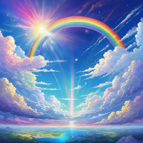 rainbow background,rainbow pencil background,arcobaleno,rainbow bridge,rainbow clouds,rainbow,rainbow and stars,raimbow,god rays,prism,rainbow colors,eckankar,bifrost,rainbow at sea,abstract rainbow,sunbow,nyan,rainbow pattern,rainbows,light spectrum,Illustration,Japanese style,Japanese Style 05