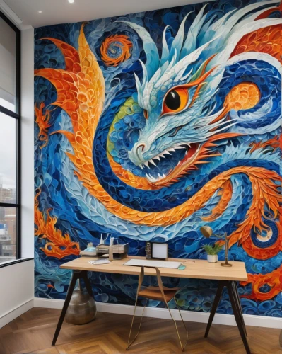 painted dragon,dragon design,shenlong,wall decoration,firefox,wall painting,glass painting,qilin,dragon,wall art,fire breathing dragon,dragon of earth,dragons,marble painting,tapestries,bizinsider,meticulous painting,artabazus,barongsai,dragon fire,Art,Artistic Painting,Artistic Painting 38