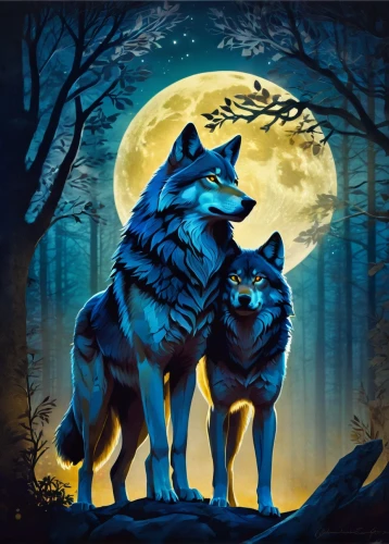 two wolves,wolf couple,wolves,wolfs,werewolve,wolfes,werewolves,wolfsangel,wolffian,wolfgramm,howling wolf,timberwolves,wolfsschanze,werewolf,wolpaw,wolfen,blackwolf,loups,fenrir,lycans,Illustration,Vector,Vector 16