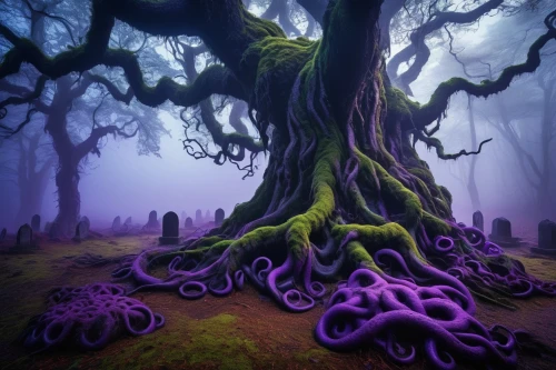 eldritch,lovecraftian,illithid,eudendrium,azathoth,balete,carcosa,lovecraft,tentacled,calambro,defend,hastula,creepy tree,haunted forest,halloween background,the roots of trees,wavelength,defense,defence,tentacles,Art,Artistic Painting,Artistic Painting 20