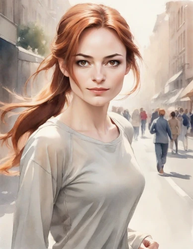 woman walking,sprint woman,clary,world digital painting,romanoff,maxon,annabeth,city ​​portrait,seregil,cinnamon girl,girl walking away,a pedestrian,behenna,etain,sci fiction illustration,triss,donsky,pedestrian,sansa,demelza,Digital Art,Watercolor