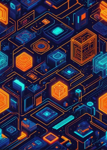 isometric,cybernet,computer graphic,retro background,cyberscene,circuit board,vector illustration,vector pattern,pixel cells,electronics,retro pattern,mobile video game vector background,cyberscope,digital binary,circuitry,cinema 4d,honeycomb grid,computer art,cyberarts,abstract retro,Illustration,American Style,American Style 11