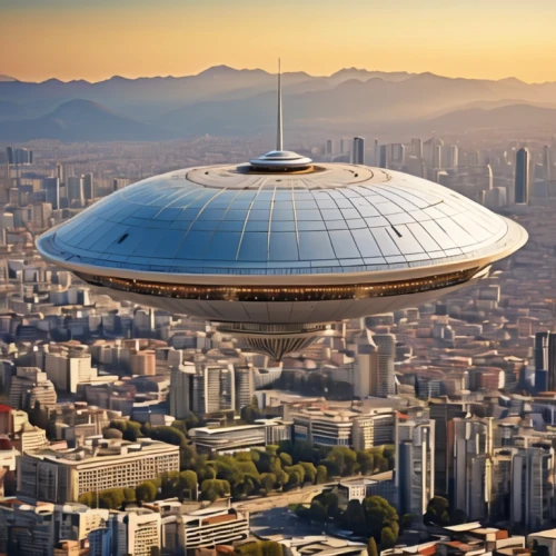 airship,tehran aerial,flying saucer,heliosphere,skydome,skycycle,technosphere,perisphere,dirigible,skycar,futuristic architecture,musical dome,tehran from above,unidentified flying object,primosphere,airships,radome,daejeon,lotte world tower,roof domes