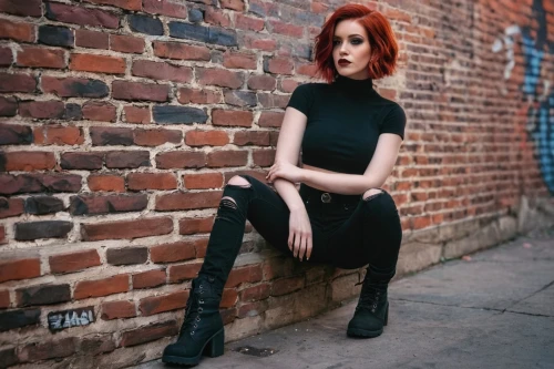red brick wall,red brick,leather boots,redhair,red bricks,black dress with a slit,epica,catsuit,black widow,in black,redhead,red head,lynn,zhuravleva,redhead doll,vasilescu,pleather,red wall,clary,ivanova,Photography,General,Commercial