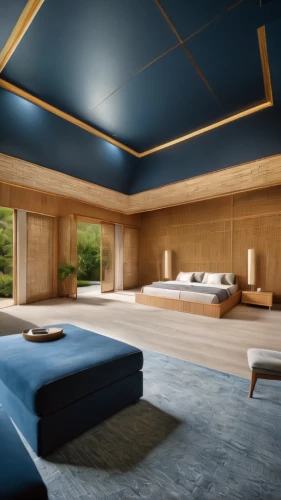 japanese-style room,amanresorts,sleeping room,great room,modern room,interior modern design,bedrooms,chambre,luxury home interior,blue room,3d rendering,interior design,bedchamber,luxury hotel,luxury bathroom,daybeds,bedroomed,wooden beams,fromental,interior decoration