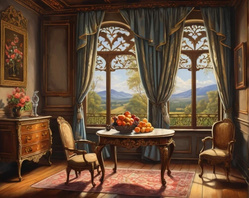 autumn still life,autumn idyll,victorian room,autumn landscape,autumn background,one autumn afternoon,ornate room,breakfast room,sitting room,fall landscape,autumn decoration,autumn frame,autumn decor,autumn theme,dining room,the autumn,round autumn frame,autumn scenery,autumn morning,windows wallpaper,Illustration,Japanese style,Japanese Style 07