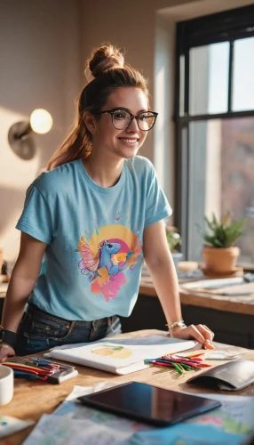 t-shirt printing,girl in t-shirt,threadless,girl studying,tshirt,table artist,girl drawing,glass painting,frugi,benoist,illustrator,fabric painting,girl at the computer,painting technique,girl with cereal bowl,programadora,print on t-shirt,artist portrait,lithographer,children drawing,Photography,General,Cinematic
